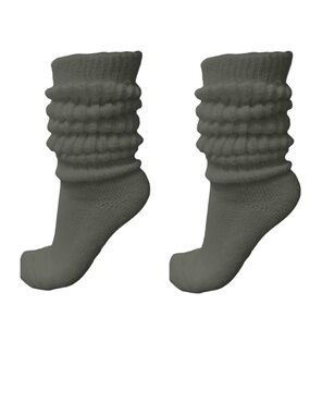 2/$17 NEW Dark Gray Thick Slouch Cotton KneeHigh Scrunch Socks